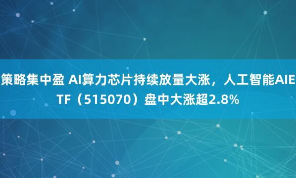 策略集中盈 AI算力芯片持续放量大涨，人工智能AIETF（515070）盘中大涨超2.8%