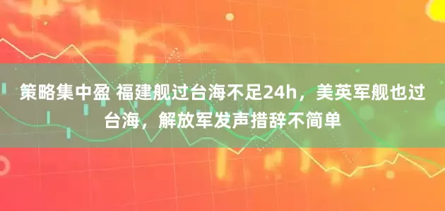 策略集中盈 福建舰过台海不足24h，美英军舰也过台海，解放军发声措辞不简单