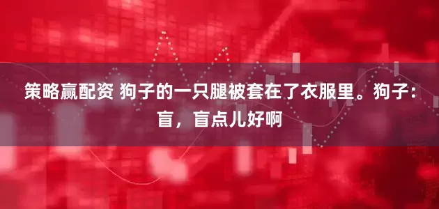 策略赢配资 狗子的一只腿被套在了衣服里。狗子：盲，盲点儿好啊